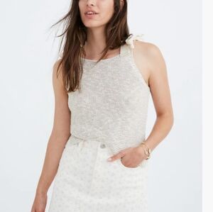 Madewell Cream Knit Tank Top with Bow Straps